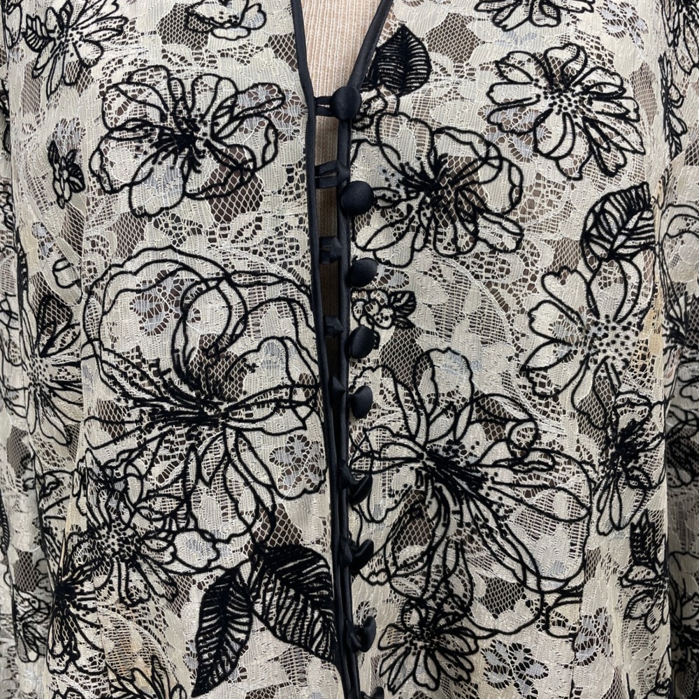 JS Collections Womens Blazer Jacket and Skirt Set Floral Lace Black Trim Size 16 - Picture 2 of 13